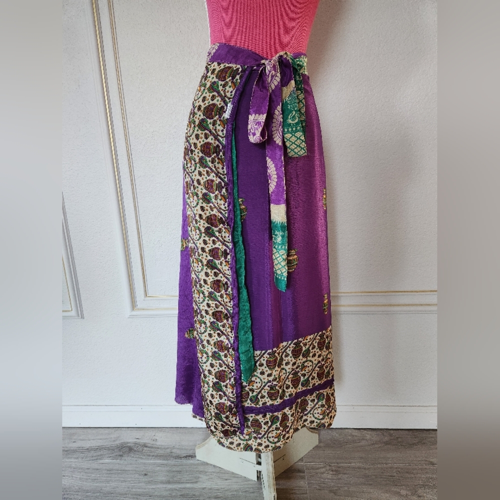 Wrap Around Boho Reversible Skirt One Size